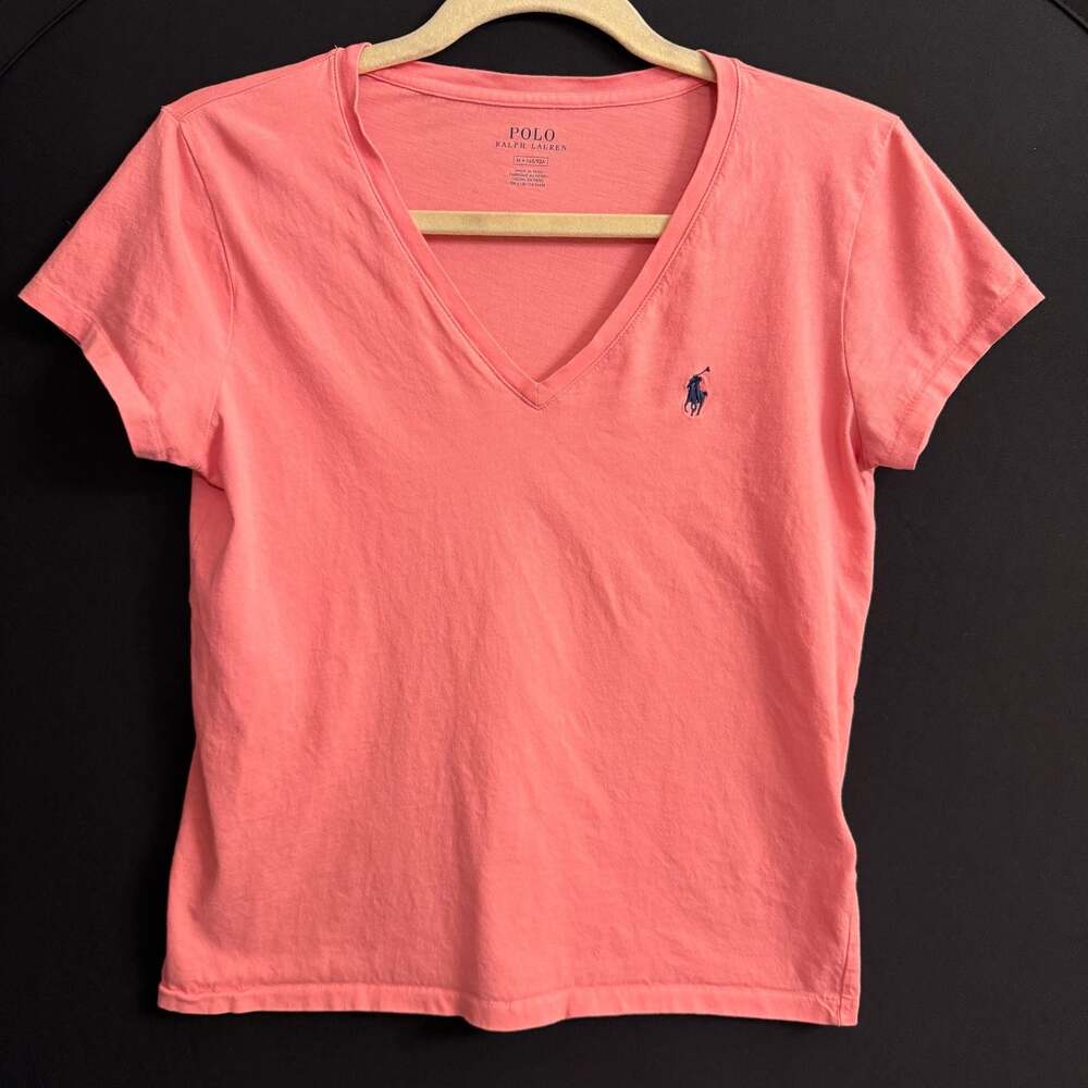 Polo Ralph Lauren Women's Pink Short Sleeve V-Neck T-Shirt Size M